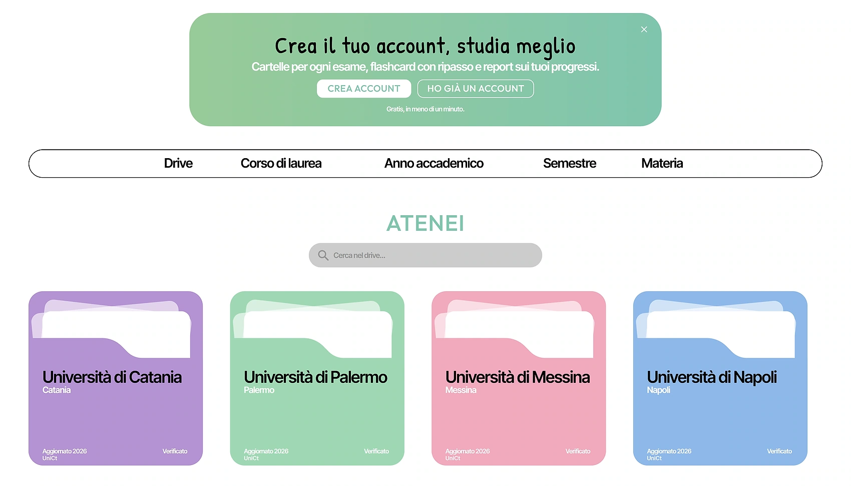 Il Drive di NoiStudiamo: gli atenei e i livelli del Drive